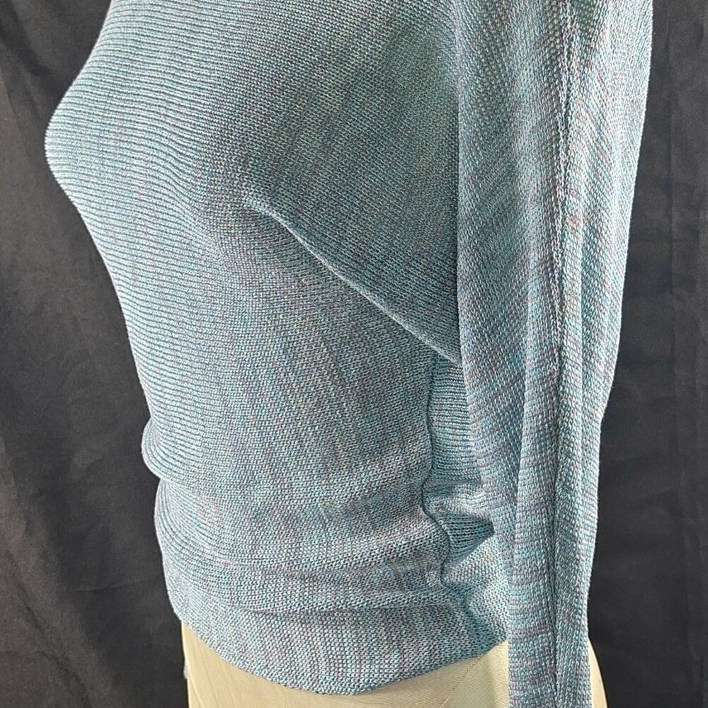 Guess Asymmetrical Off Shoulder Sweater in Metallic Teal Blue Women's XS - Picture 2 of 4